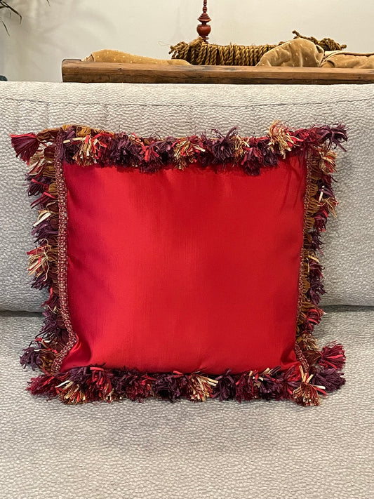 Lipstick Red Pillow with Fun Trim